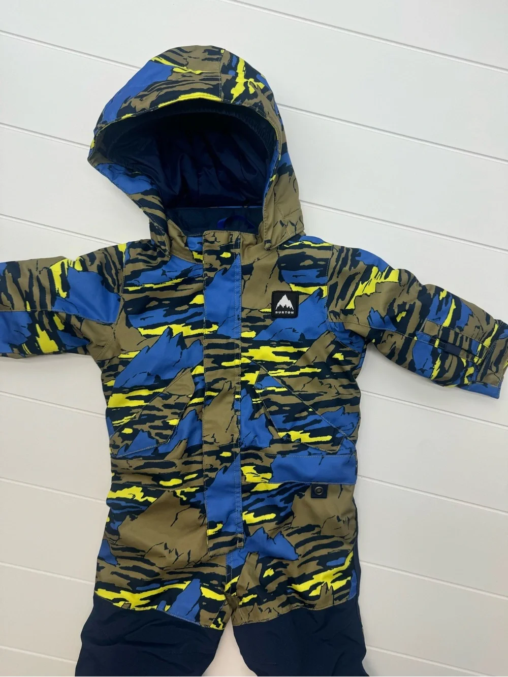 Burton Striker DryRide One Piece Snowsuit Kids Toddler Blue Yellow Camo